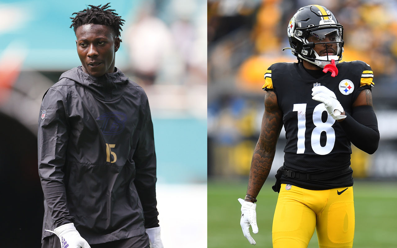 Steelers WR Diontae Johnson is out. Two players at opposite ends