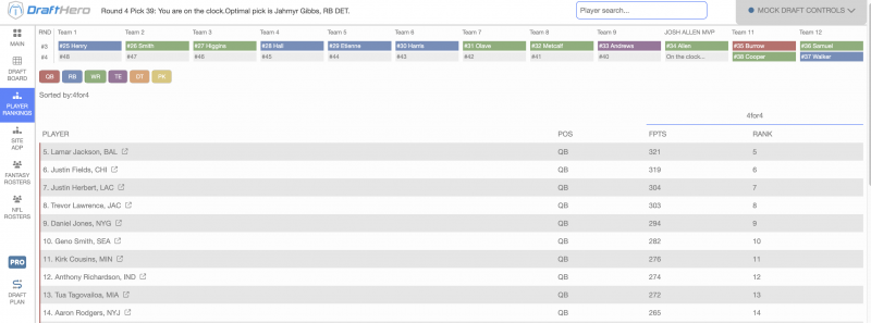 Import Yahoo Mock Draft Results